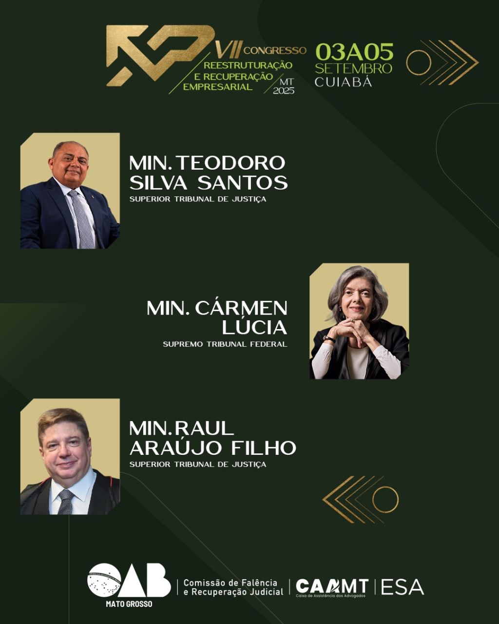 Ministros e especialistas confirmam participação no VII Congresso de Reestruturação e Recuperação Empresarial de MT